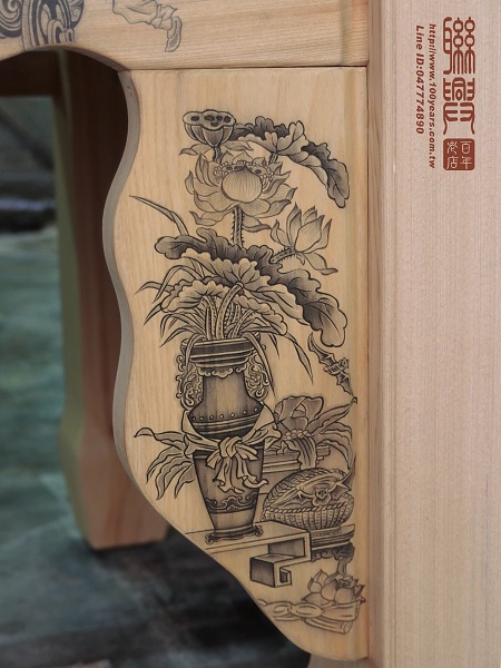 客製檜木大師落款墨畫箱型原木 8