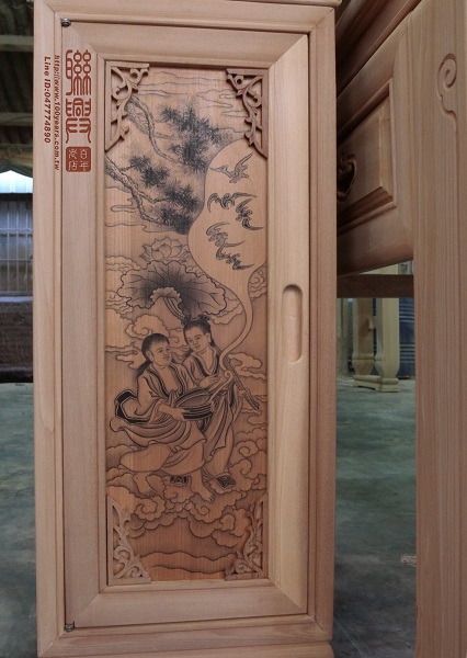 客製檜木大師落款墨畫箱型原木 5