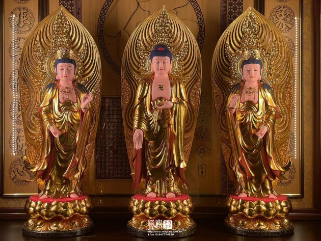 臻彩鍍膜包膜-西方三聖安金彩繪