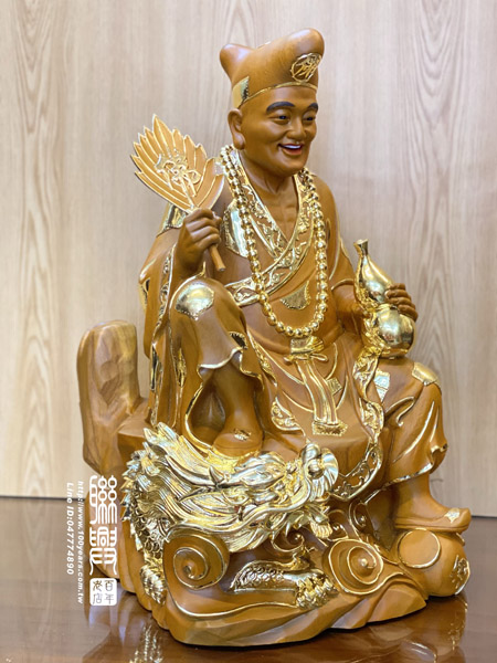 客製尺六樟木濟公禪師踏龍踩甕 7