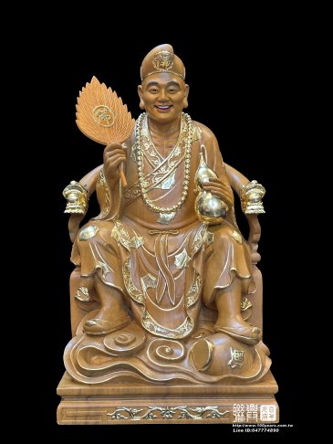 客製尺六樟木描金濟公坐龍椅