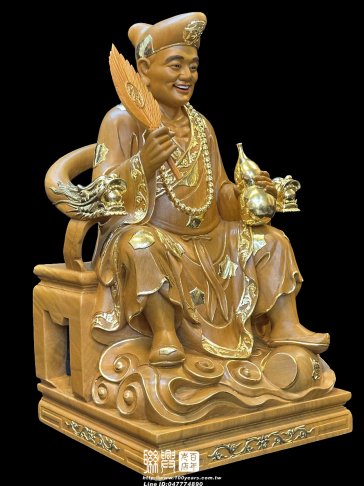 客製尺六樟木描金濟公坐龍椅 4