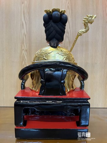 年輕母娘持杖持壽桃安金彩繪 6