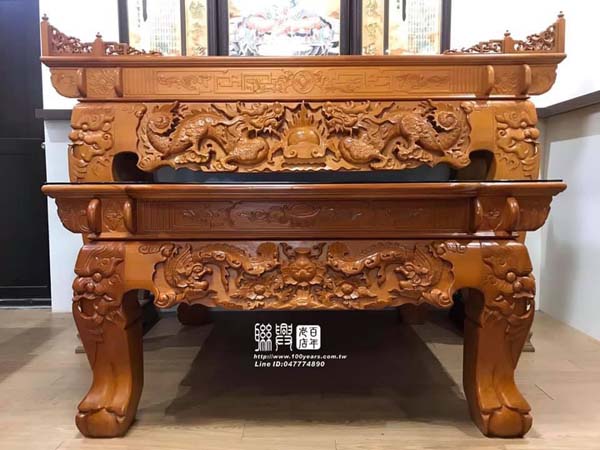 深雕雙龍深雕拉米大型廟桌