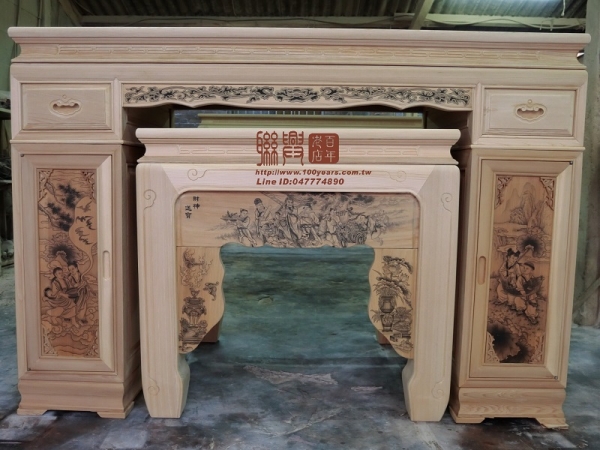 客製檜木大師落款墨畫箱型原木